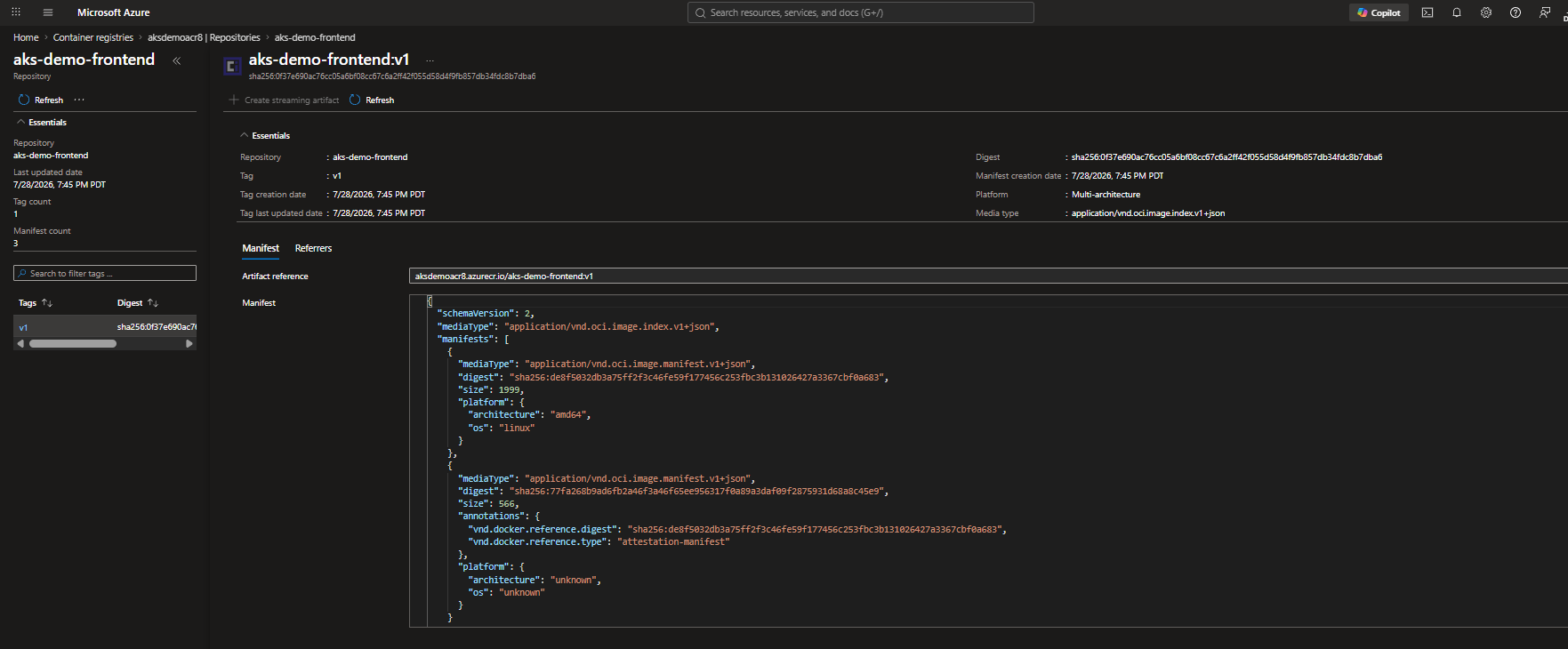 ACR Manifest View