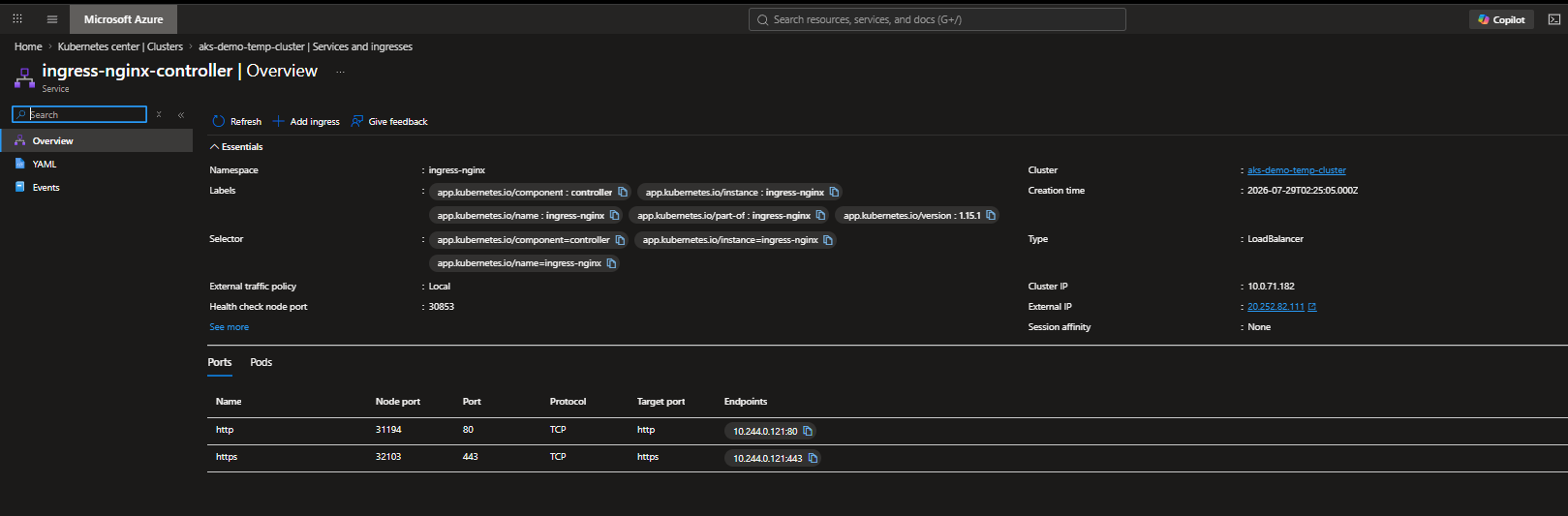 Ingress Controller Service Overview